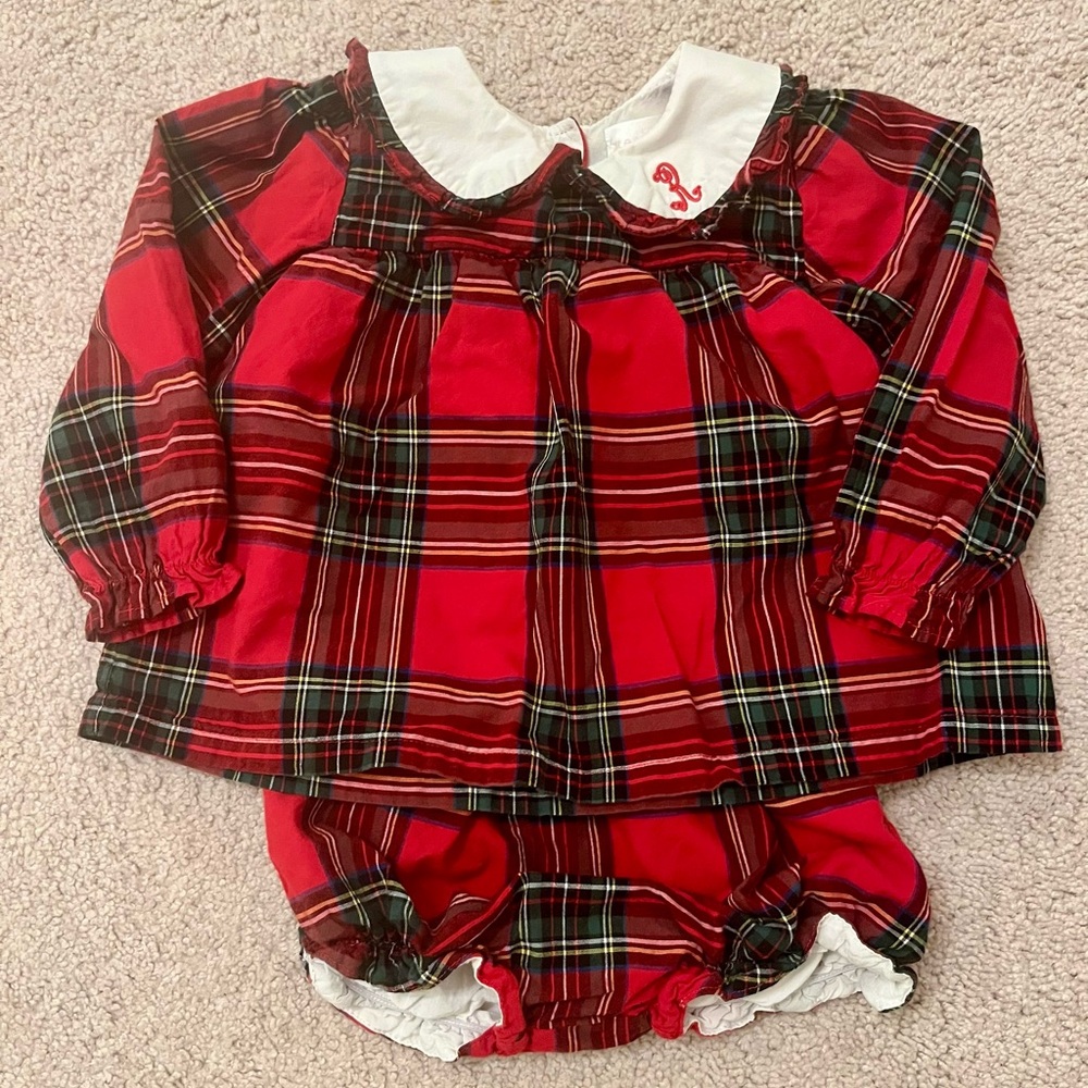 Cecil & Lou Plaid Two-piece Dress Monogrammed “R” Size 2T
